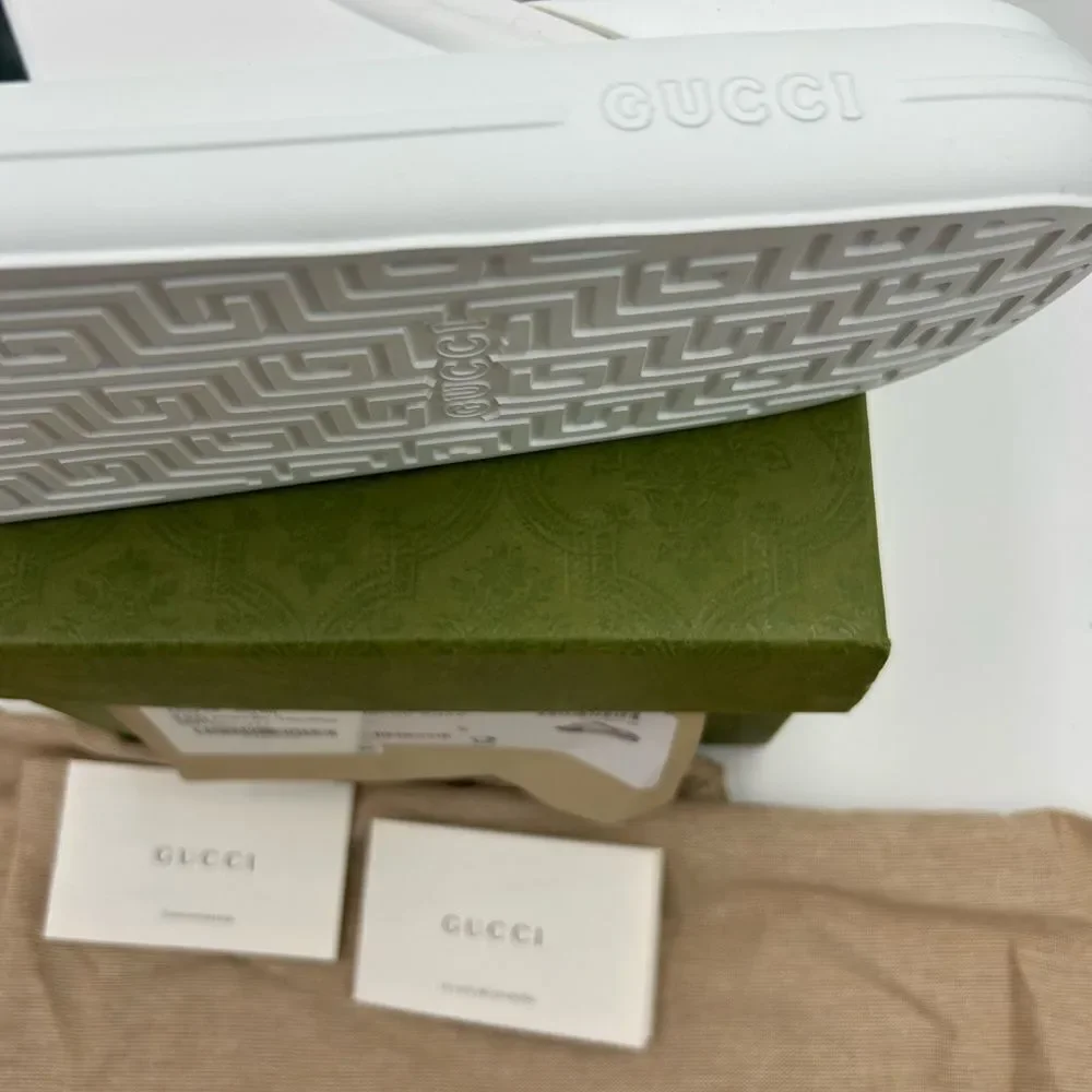 Men's Gucci ace web striped rubber, Pool slides size 9, made in Italy
